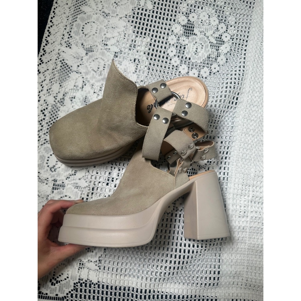 the Free People Hybrid Harness Platform Booties in diamond suede
